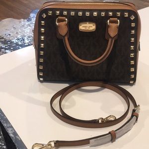 New michael kors studded small satchel purse
